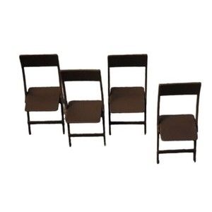 Dollhouse Furniture 4 Toy Folding Chairs Plastic Brown